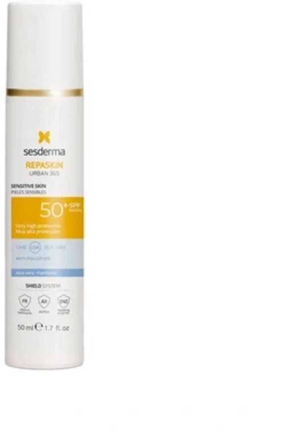 Veido kremas nuo saulės jautriai odai Sesderma Repaskin Urban 365 su SPF50+, 50 ml