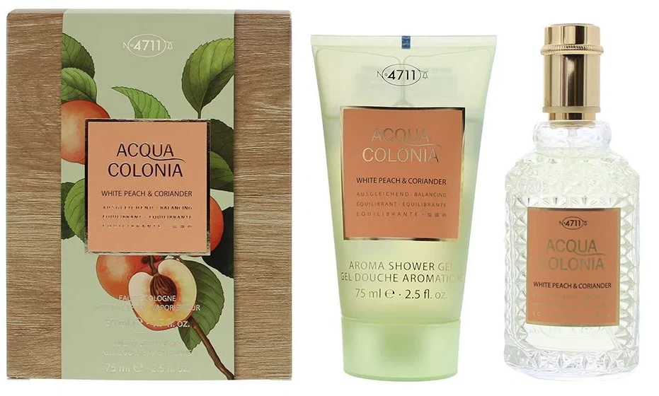 Set 4711: Acqua Colonia Baltas Peach & Coriander Eau De Cologne Unisex, 50 ml + Acqua Colonia Baltas Peach & Coriander Moisturizing Dušo želė Body All Skin Types, 75 ml