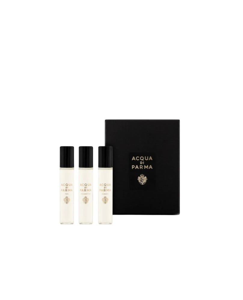 Rinkinys „Acqua di Parma“: „Signatures Of The Sun“ – „Sakura“ unisex kvapusis vanduo, 12 ml + „Signatures Of The Sun“ – „Yuzu“ unisex kvapusis vanduo, 12 ml + „Signatures Of The Sun“ – „Osmanthus“ unisex kvapusis vanduo, 12 ml