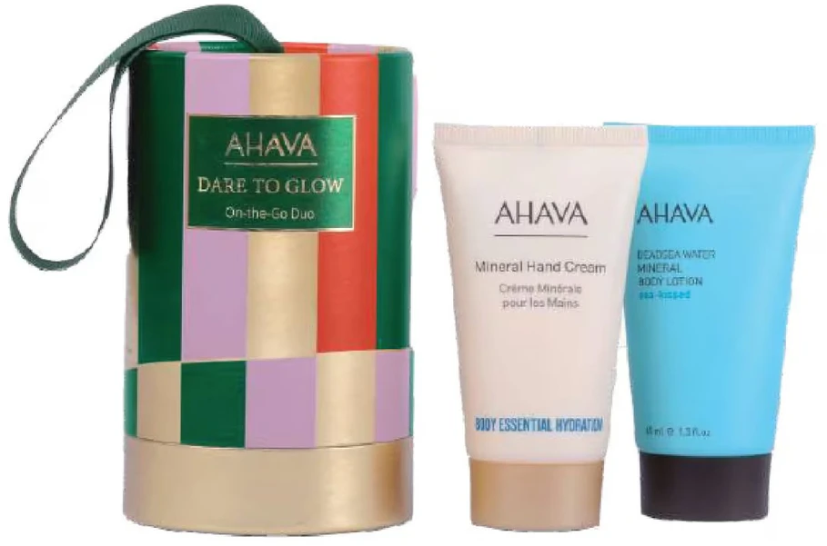 AHAVA DARE TO GLOW ON THE GO DUO Dovanų rinkinys (kūno losjonas 40 ml + rankų kremas 40 ml)