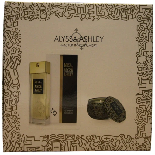 Alyssa Ashley rinkinys: Musk Eau De Parfum unisex, 100 ml + Musk kvapioji žvakė, 110 g