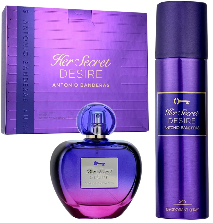 Antonio Banderas Her Secret Desire rinkinys moterims (EDT, 80 ml + purškiamas dezodorantas, 150 ml)