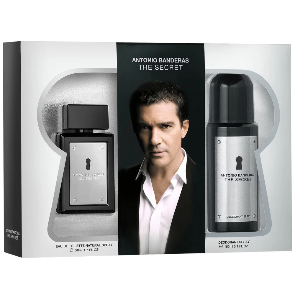 Set Antonio Banderas: The Secret Eau De Toilette For Men, 50 ml + The Secret Anti-Perspirant Dezodorantas Purškiklis For Men, 150 ml