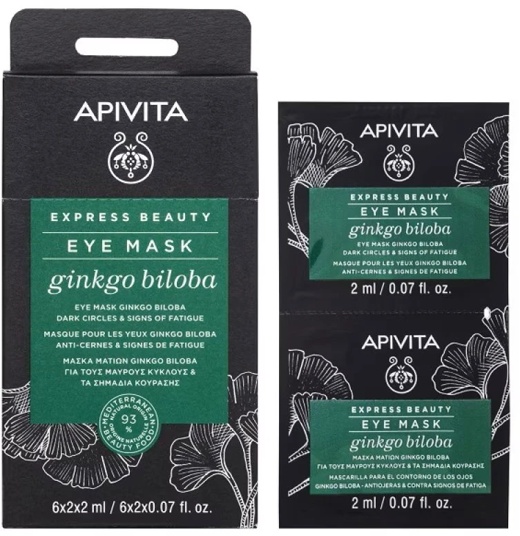 Apivita Dark Circles And Eye-Puffiness Mask With Ginkgo Biloba veido kaukė 2x2ml
