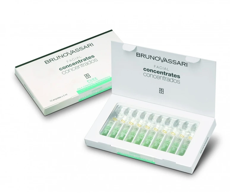 Set, Bruno Vassari, Pure Solutions, Niacinamide, Purifying, Ampoules Treatment Serum, For Oiliness, For Face, For Women, 10 pcs, 3 ml