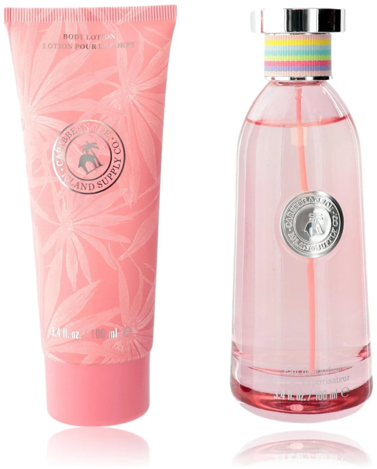 Set Caribbean Joe: Island Supply Tropical Haven Eau De Parfum For Women, 100 ml + Island Supply Tropical Haven Hydrating Losjonas kūnui, 100 ml