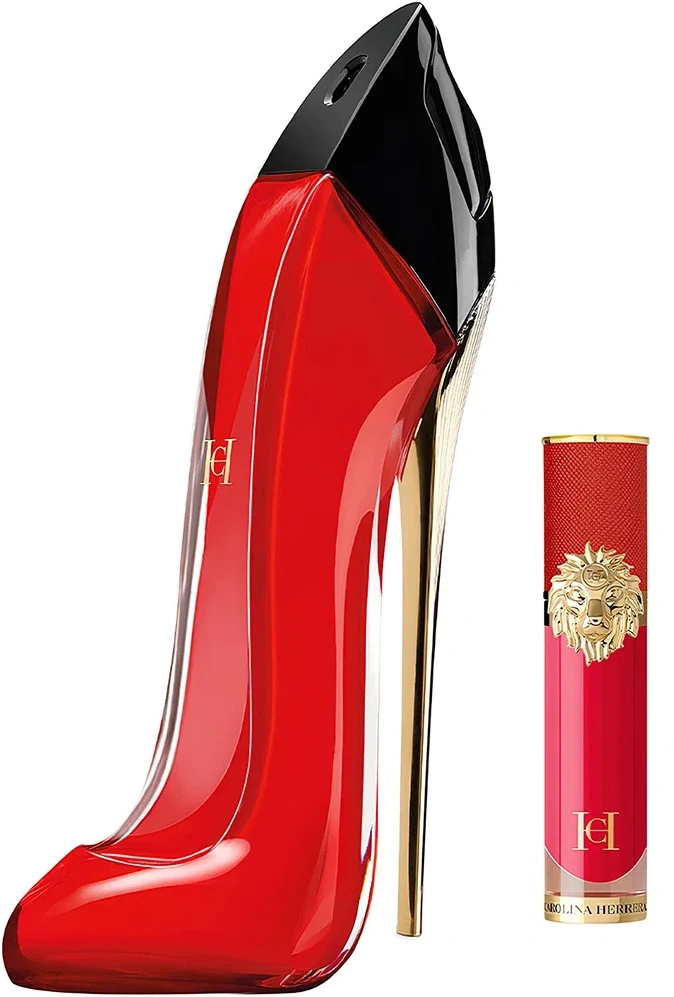 Rinkinys Carolina Herrera: „Very Good Girl“ kvepalai moterims, 80 ml + skysti lūpų dažai „The Lip Liquid 210“, 5 ml