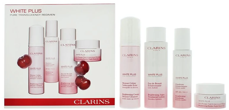 Set Clarins: Baltas Plus Hydrating Day Emulsion For Face, 75 ml + Baltas Plus Brightening Cleansing Foam, 150 ml + Baltas Plus Brightening Lotion For Face, 200 ml + Baltas Plus Brightening Gel Mask For Face, 50 ml