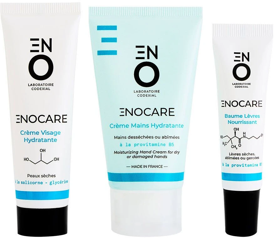 Set Codexial: Enocare Vitamin B5 Hydrating Hand Kreminis, 50 ml + Enocare Vitamin B5 Hydrating & Repairing Lūpų balzamas Treatment, 15 ml + Enocare Glycerin Hydrating Kreminis For Face, 30 ml