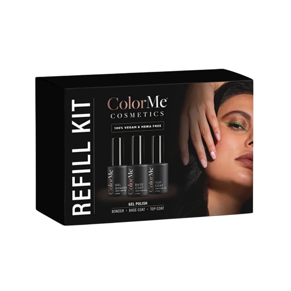 Set ColorMe Cosmetics: ColorMe Gel Semi-Permanent Nagų lakas, 10 ml + ColorMe Base Coat Semi-Permanent Nagų lakas, 10 ml + ColorMe Top Coat Semi-Permanent Nagų lakas, 10 ml