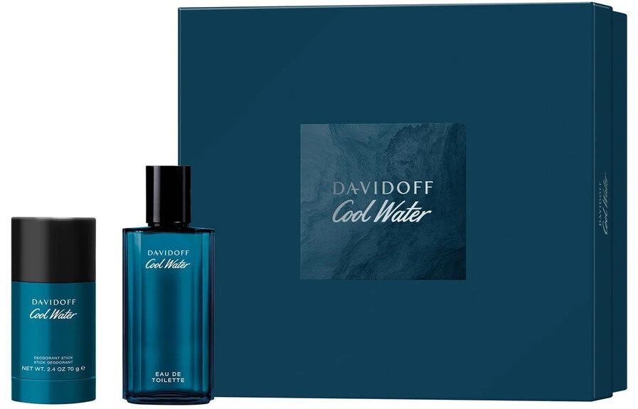 Set Davidoff: Cool Vanduo Eau De Toilette For Men, 75 ml + Cool Vanduo 24h Protection Dezodorantas Stick For Men, 75 g