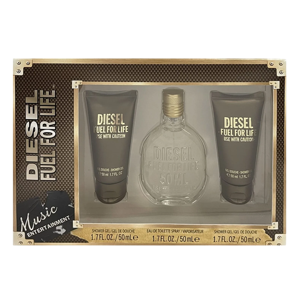 Set Diesel: Fuel for Life Dušo želė All Skin Types, 2 vnt., 50 ml + Fuel for Life Eau De Parfum For Women, 50 ml
