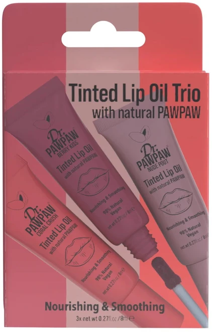 Dr Pawpaw Dr.PAWPAW lūpų aliejų rinkinys NUDE LIP OIL TRIO, 3x8ml