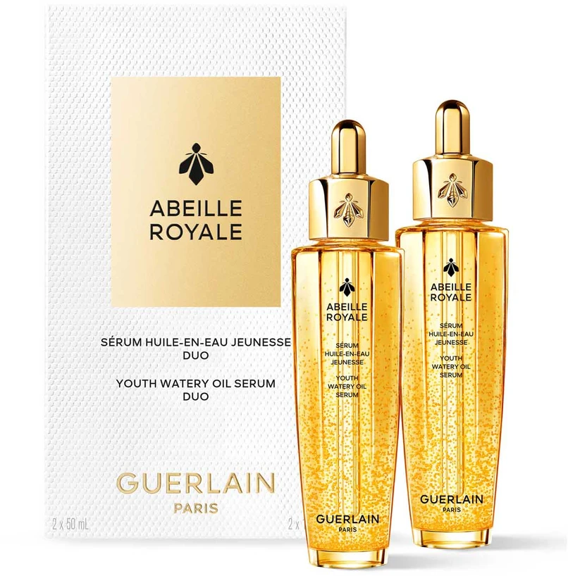 Set Duo, Guerlain, Abeille Royale Youth Watery Oil, Repairing, Day and Night, Serum, For Face, 2 pcs, 50 ml
