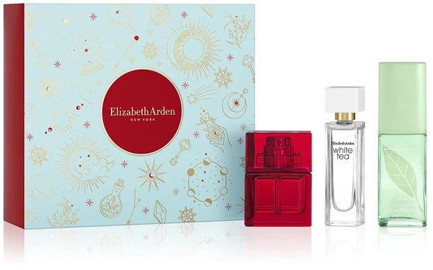 Set Elizabeth Arden: Raudona Door Eau De Toilette For Women, 10 ml + Baltas Tea Eau De Toilette For Women, 10 ml + Žalias Tea Scented Purškiklis For Women, 15 ml