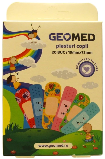 Apsauginių žaizdų tvarsčių rinkinys su geomedija, 19 x 72 mm, 20 vnt.
