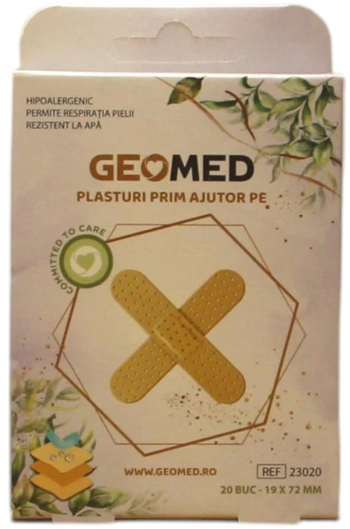 Apsauginių žaizdų tvarsčių rinkinys su geomedija, 19 x 72 mm, 20 vnt.