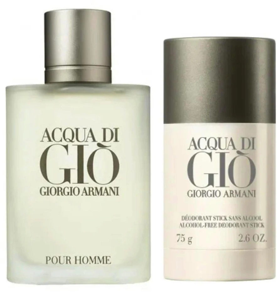 Set Giorgio Armani: Acqua di Gio Eau De Toilette For Men, 100 ml + Acqua di Gio Anti-Perspirant Dezodorantas Stick For Men, 75 g