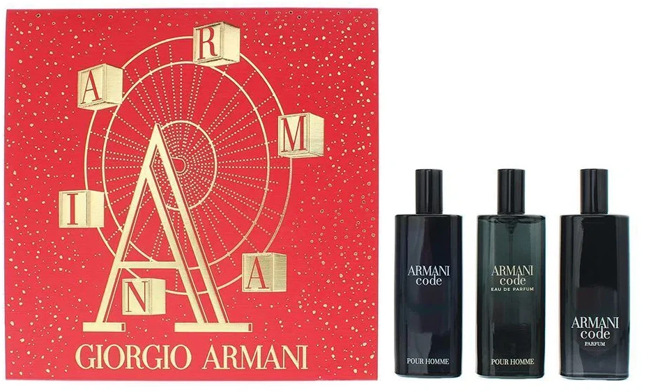 Set Giorgio Armani: Code Parfum For Men Papildomas, 15 ml + Code Eau De Toilette For Men, 15 ml + Code Eau De Parfum For Men, 15 ml
