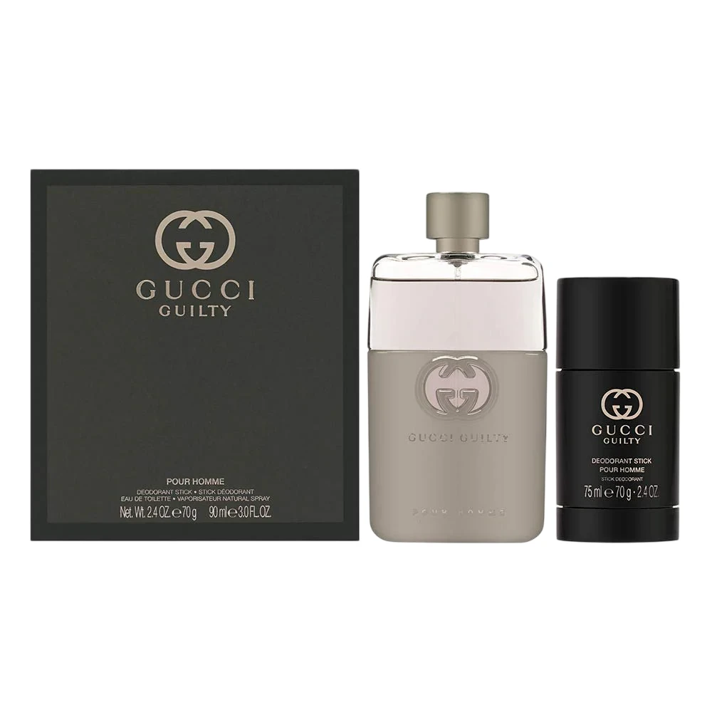 Rinkinys „Gucci“: „Guilty“ vyriškas tualetinis vanduo, 90 ml + „Guilty“ vyriškas dezodorantas-stiklinis pieštukas, 75 g