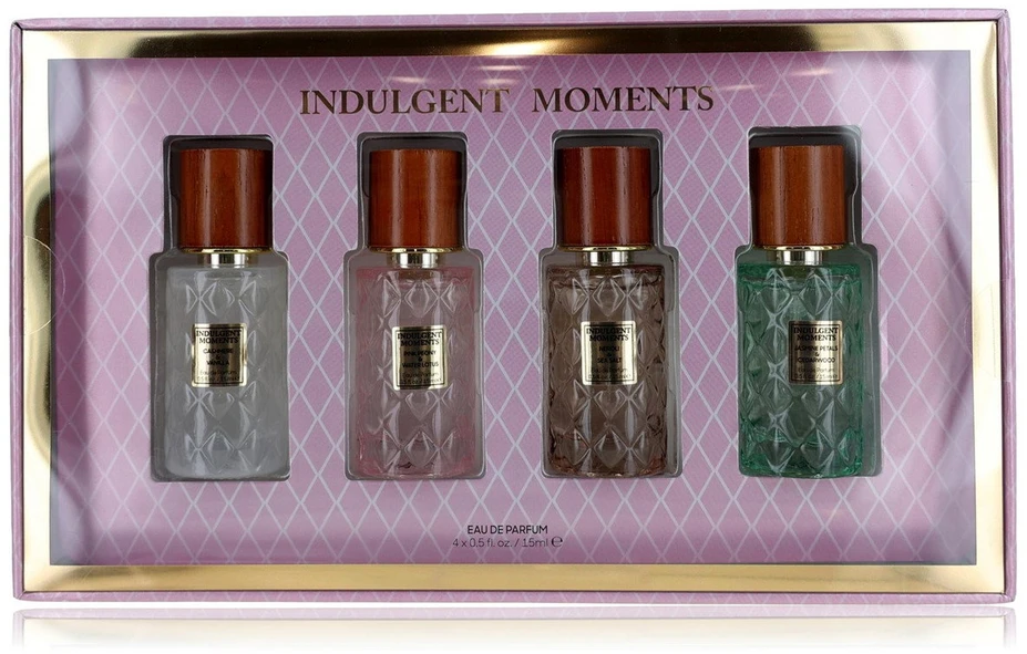 Set Indulgent Moments: Cashmere & Vanilla Eau De Parfum For Women, 15 ml + Rožinė Peony & Vanduo Lotus Eau De Parfum For Women, 15 ml + Neroli & Sea Salt Eau De Parfum For Women, 15 ml + Jasmine Petals & Cedarwood Eau De Parfum For Women, 15 ml
