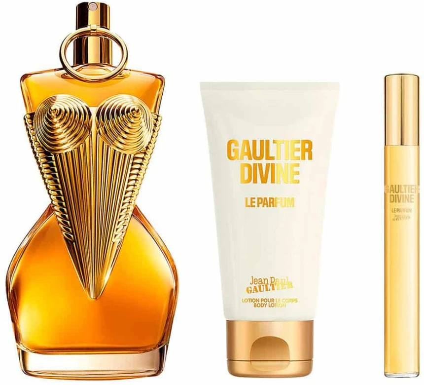 Set Jean Paul Gaultier: Divine Le Parfum Eau De Parfum For Women, 100 ml + Divine Le Parfum Eau De Parfum For Women, 10 ml + Divine Le Parfum Daily Losjonas kūnui Body, 75 ml