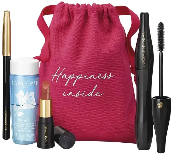 Set Lancome Hypnose Volumizing Blakstienų tušas 01 Juodas 6,2ml + Le Crayon Khol Eye Pieštukas 1,14g + Bi-Facial Make-up Remover 30ml + L'Absolu Rouge Kreminis Lipstick 274 1,6g + Pouch