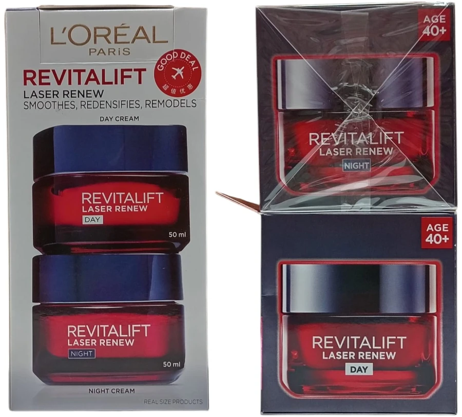 Set L'Oreal Paris: Revitalift lazerinis Renew, Hyaluronic Acid, Anti-Ageing, Day, Kreminis, For Face, 50 ml + Revitalift lazerinis Renew, H