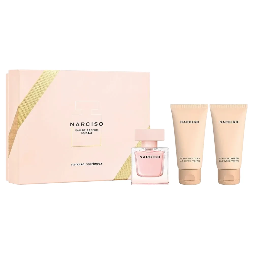 Set Narciso Rodriguez: Cristal, Eau De Parfum, For Women, 50 ml + Cristal, Hydrating, Losjonas kūnui, 50 ml + Cristal, Cleansing, Dušo želė, All Over The Body, For All Skin Types, 50 ml