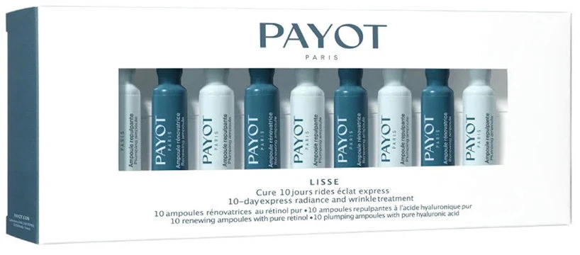 Payot Lisse Cure 10 Jours Rides Éclat Express priemonė nuo raukšlių su hialurono rūgštimi ir retinoliu – 10 dienų kursas moterims