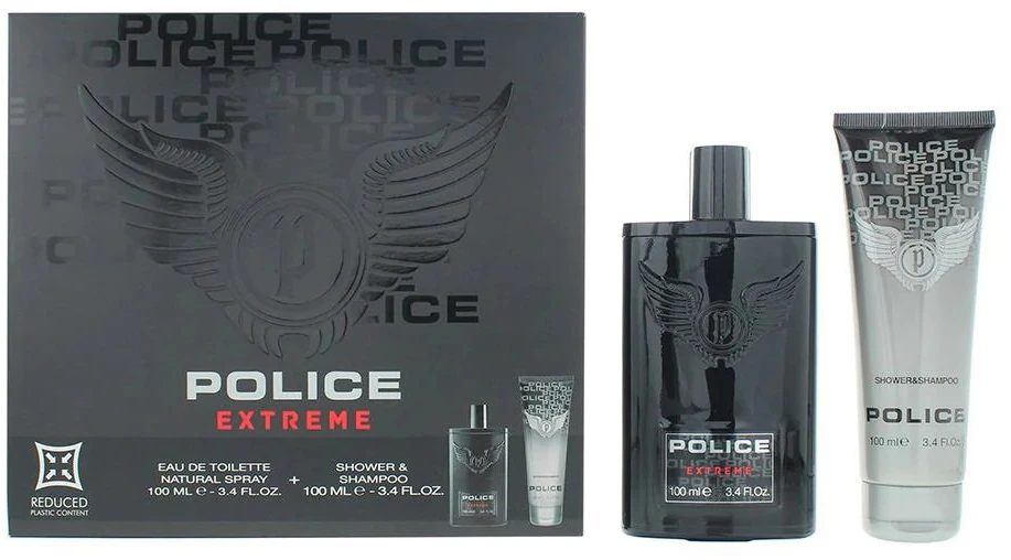 Set Police: Extreme Eau De Toilette For Men, 100 ml + Extreme Dušo želė & Šampūnas 2-In-1, 100 ml