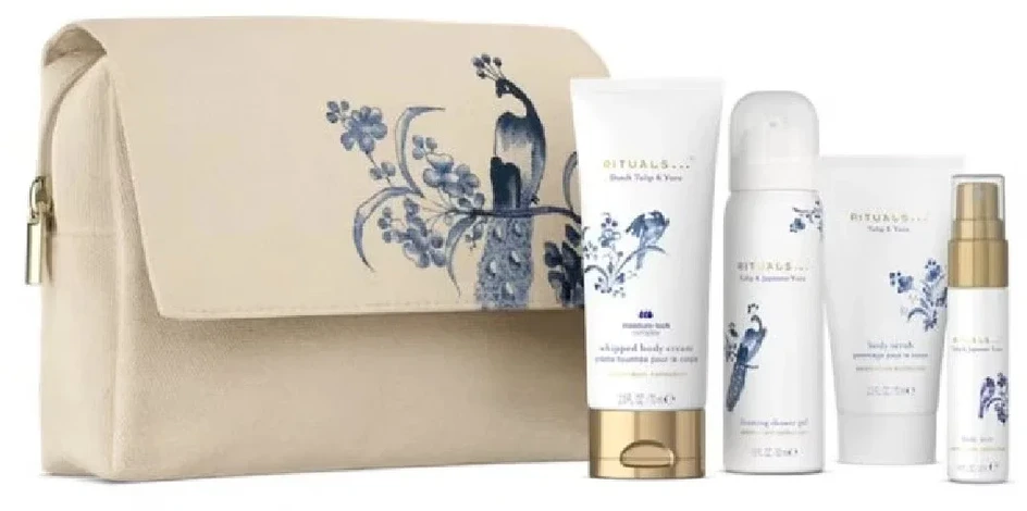 Set Rituals: Amsterdam Collection, Cleansing, Shower Mousse, 50 ml + Amsterdam Collection, Hydrating, Body Kreminis, 70 ml + Amsterdam Collection, Body Purškiklis, Tulip & Japanese Yuzu, 20 ml + Amsterdam Collection, Exfoliating, Body Scrub, 70 g