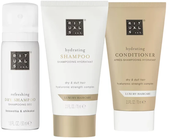 Set Rituals: Luxury Hair Care, Hair Šampūnas, Hydrating, 70 ml + Luxury Hair Care, Hair Conditioner, Hydrating, 70 ml + Rituals, Hair Sausas šampūnas, Refreshing, 50 ml