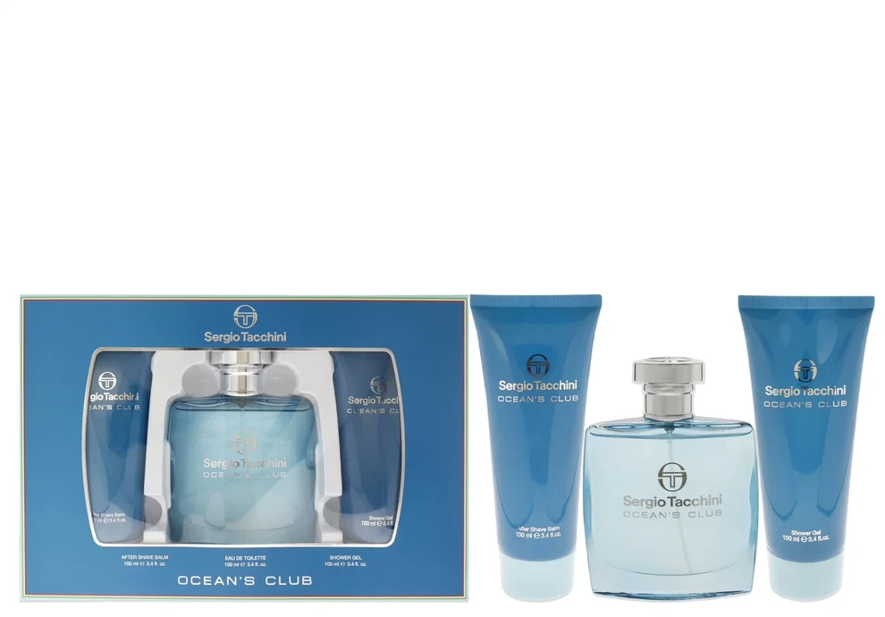 Sergio Tacchini Ocean´s Club rinkinys vyrams (EDT, 100 ml + dušo želė, 100 ml + balzamas po skutimosi, 100 ml)