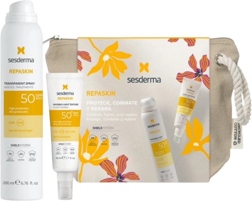 SESDERMA REPASKIN Rinkinys (apsauginis fluidas 50 ml + apsauginis purškiklis 200 ml)