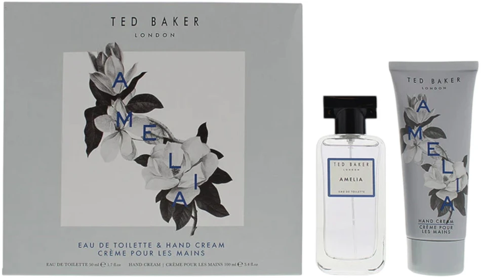 Rinkinys „Ted Baker“: „Amelia“ tualetinis vanduo moterims, 50 ml + „Amelia“ drėkinamasis rankų kremas, 100 ml