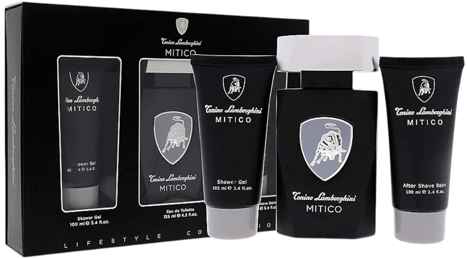 Tonino Lamborghini Lamborghini Mitico rinkinys vyrams (EDT, 125 ml + dušo želė, 100 ml + balzamas po skutimosi, 100 ml)