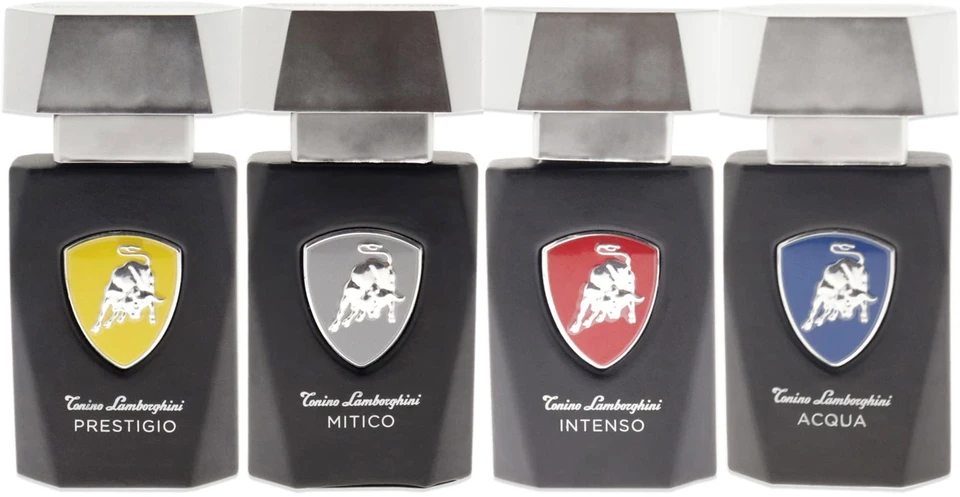 Versace Set Tonino Lamborghini: Prestigio Eau De Parfum For Men, 15 ml + Mitico Eau De Parfum For Men, 15 ml + Intenso Eau De Parfum For Men, 15 ml + Acqua Eau De Parfum For Men, 15 ml
