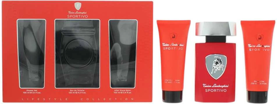 Rinkinys Tonino Lamborghini Sportivo Tualetinis vanduo 125ml Purškiamasis gelis 100ml Balzamas po skutimosi 100ml