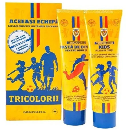 Set Tricolorii: Tricolorii, Stain Protection, Dantų pasta, 100 ml + Tricolorii Kids, Whitening, Dantų pasta, 100 ml