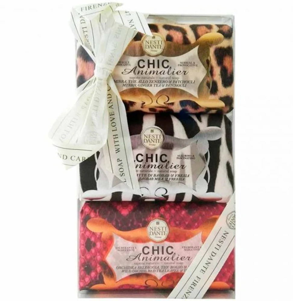 Set Trio Nesti Dante Chic Animalier Soothing Soap Bar, 3 vnt., 250 g
