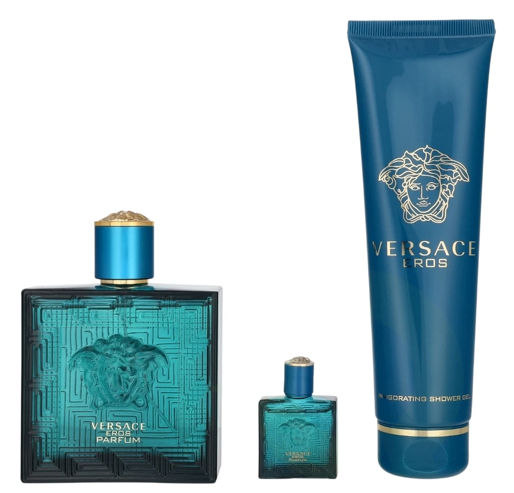 Versace Eros Pour Homme Giftset rinkinys vyrams (PP kvepalai, 100 ml + dušo želė, 150 ml, PP miniatiūra, 5 ml)