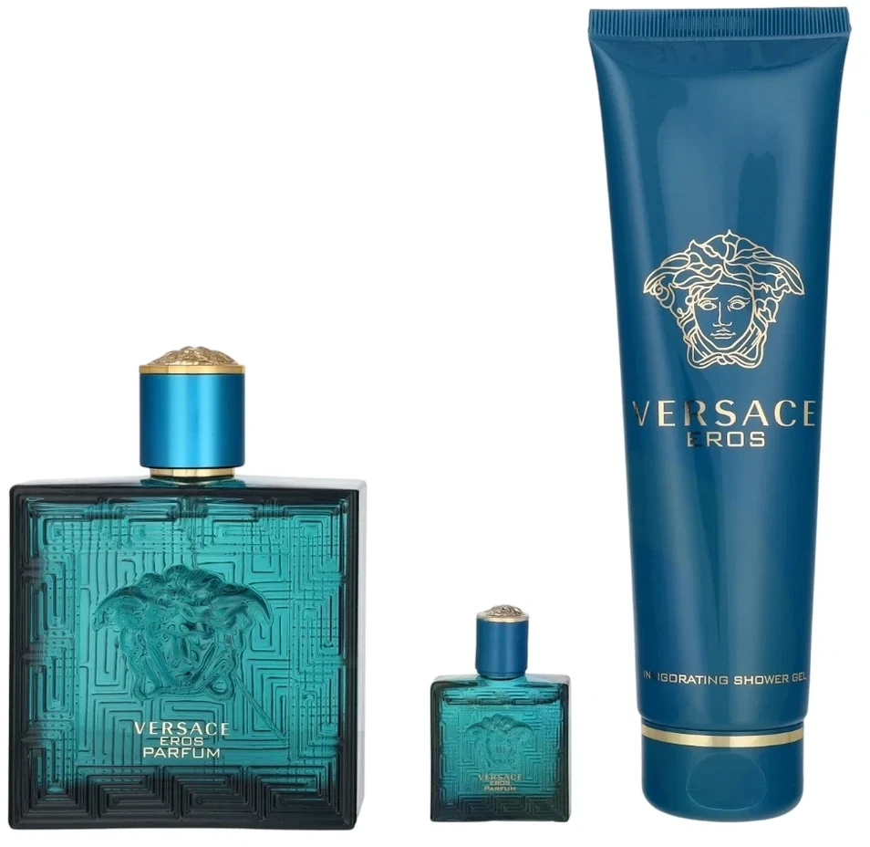 Versace Eros Pour Homme Giftset rinkinys vyrams (PP kvepalai, 100 ml + dušo želė, 150 ml, PP miniatiūra, 5 ml)