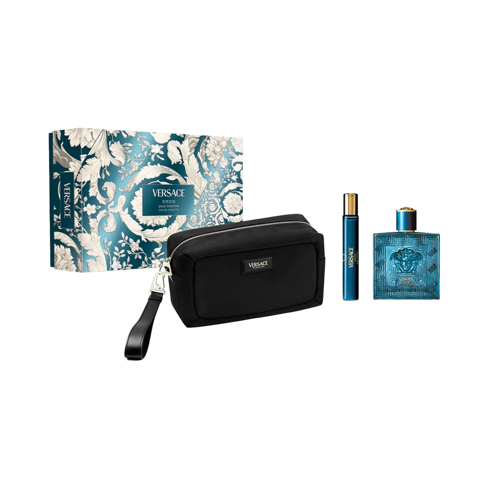 Versace Eros rinkinys vyrams (EDT, 100 ml + EDT, 10 ml + kosmetinė)