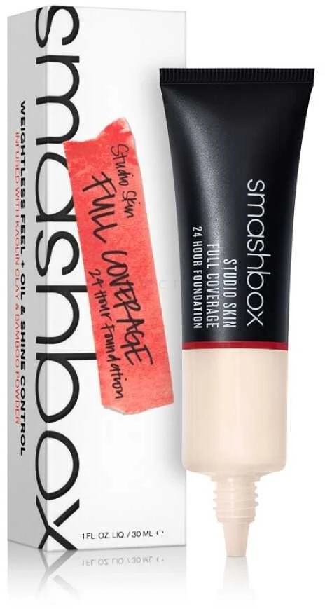 „Smashbox“, „Studio Skin“, intensyviai dengiantis skystas makiažo pagrindas, 0.2, labai šviesi, šilta - persikinė, 30 ml