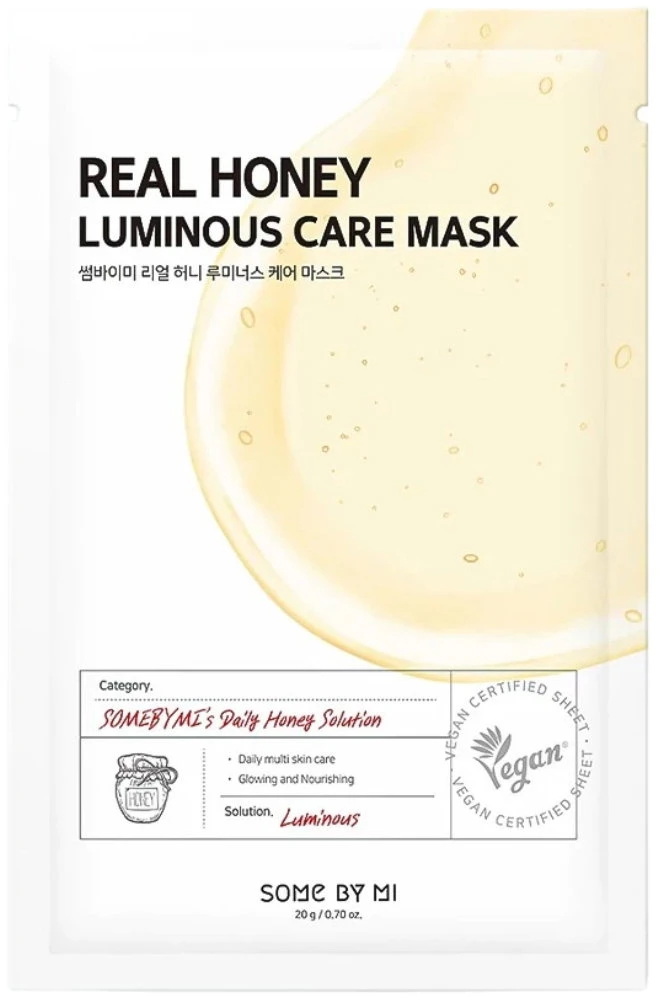 SOME BY MI Brightening Mask Real Honey - maitinanti ir skaistinanti lakštinė kaukė su medaus ekstraktu, 20 g