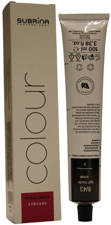 Subrina Professional, Vibrant Colour, permanenti plaukų dažai, 8/43, 100 ml Moterims