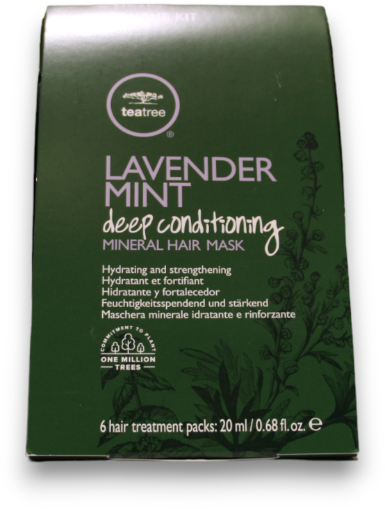 Paul Mitchell „Lavender Mint“ giliai kondicionuojantis plaukų kaukės kreminio ekstrakto ir drėkinamosios kaukės rinkinys, 6 vnt., 20 ml