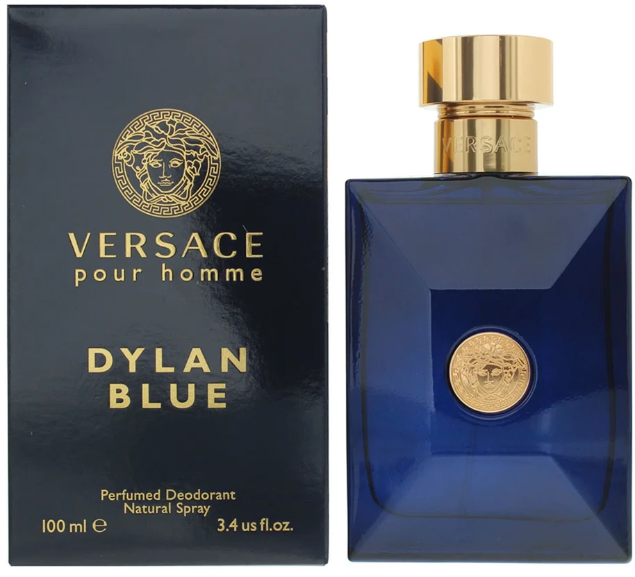 Versace Dylan Mėlyna Pour Homme Perfumed Dezodorantas Purškiklis purškiamas dezodorantas vyrams, 100 ml