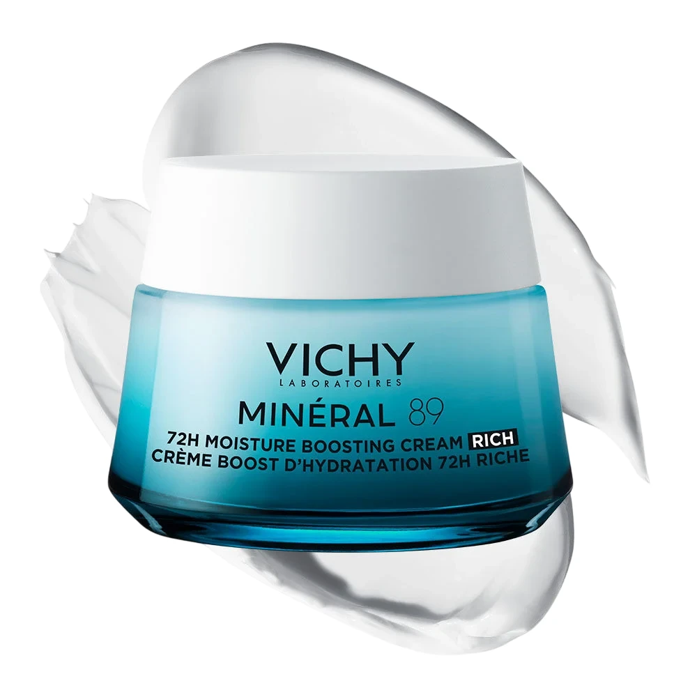 Vichy Mineral 89 Rich Kreminis drėkinantis kremas sausai ir jautriai veido odai, 50 ml